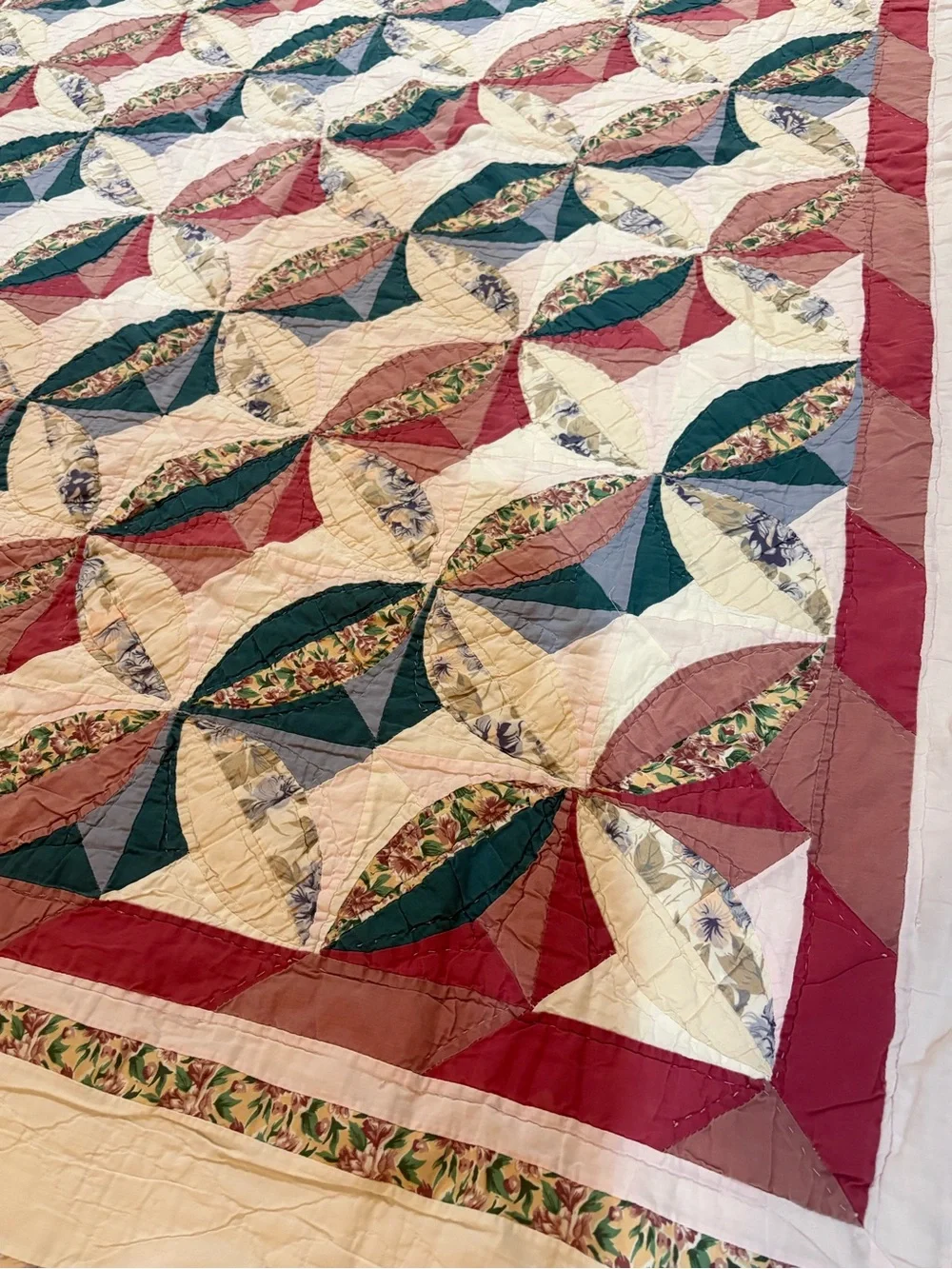 Vintage Arch Quilts Orange Peel Quilt Queen Boho Shabby Chic Granny